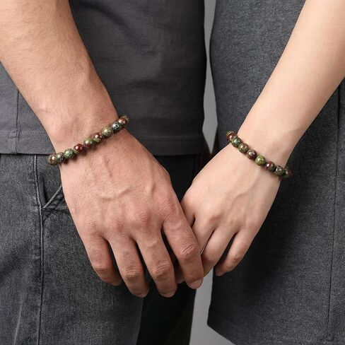 Natural Stone Beaded Bracelets for Women Men - 8MM Semi-Precious Stones Bracelets Adjustable Crystal Beads Stretch Bracelet in Saudi Arabia