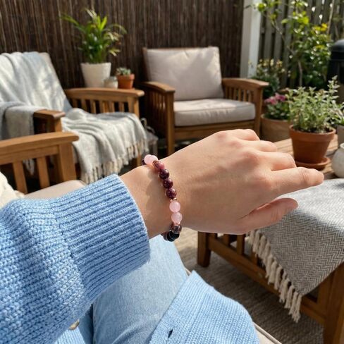 Natural Stone Beaded Bracelets for Women Men - 8MM Semi-Precious Stones Bracelets Adjustable Crystal Beads Stretch Bracelet in Saudi Arabia