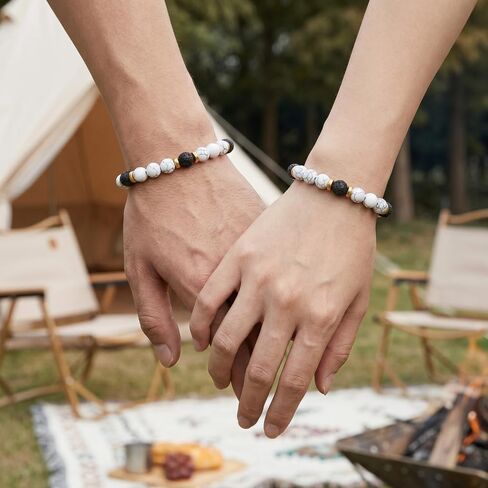 Natural Stone Beaded Bracelets for Women Men - 8MM Semi-Precious Stones Bracelets Adjustable Crystal Beads Stretch Bracelet in Saudi Arabia