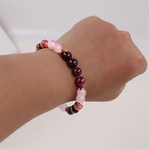 Natural Stone Beaded Bracelets for Women Men - 8MM Semi-Precious Stones Bracelets Adjustable Crystal Beads Stretch Bracelet in Saudi Arabia