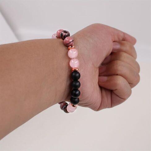 Natural Stone Beaded Bracelets for Women Men - 8MM Semi-Precious Stones Bracelets Adjustable Crystal Beads Stretch Bracelet in Saudi Arabia