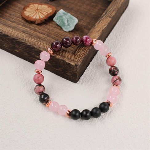 Natural Stone Beaded Bracelets for Women Men - 8MM Semi-Precious Stones Bracelets Adjustable Crystal Beads Stretch Bracelet in Saudi Arabia