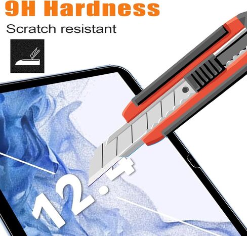 Screen Protector For Galaxy Tab S8 Plus/S7 Plus/S7 FE/S9 Plus 12.4 Inch 2021/2023, Tempered Glass Film Guard For Samsung S8+ S7+ SM-X800/X806 Anti-Scratch 9H Hardness Bubble-free Clear in Kuwait