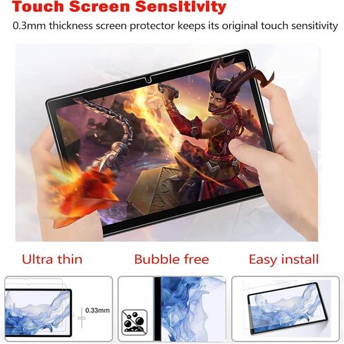 Screen Protector For Galaxy Tab S8 Plus/S7 Plus/S7 FE/S9 Plus 12.4 Inch 2021/2023, Tempered Glass Film Guard For Samsung S8+ S7+ SM-X800/X806 Anti-Scratch 9H Hardness Bubble-free Clear in Kuwait