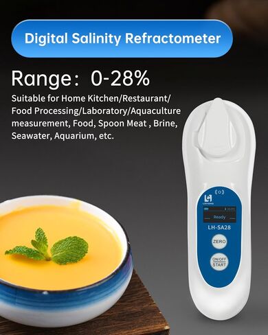 3-in-1 Digital Salinity Refractometer with ATC/Refractive Index(RI), Accurate Measurement with Precision Light-Blocking Cover, Fast Touchscreen Test Spoon Meat/Aquarium/Saltwater, Salt Content:0-28% in Saudi Arabia