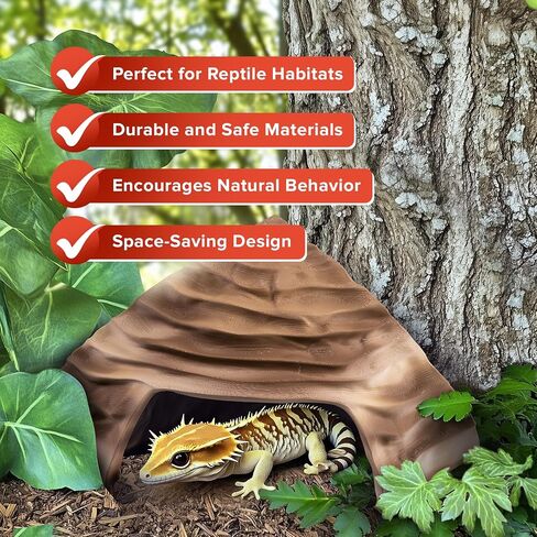 Corner Reptile Cave - Natural-Look Hide for Lizards, Snakes, Bearded Dragons, Turtles, and Tortoises - Durable Habitat Decor - Terracotta in Saudi Arabia