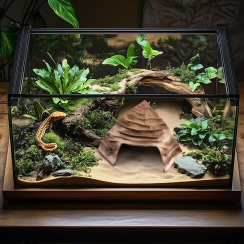 Corner Reptile Cave - Natural-Look Hide for Lizards, Snakes, Bearded Dragons, Turtles, and Tortoises - Durable Habitat Decor - Terracotta in Saudi Arabia