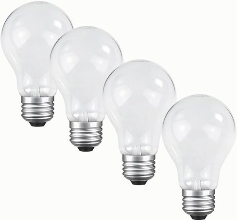 مصابيح كهربائية متوهجة 60 وات، لمبة إضاءة خدمة خشنة A19، قاعدة متوسطة E26، أبيض ناعم 2700 كلفن، قابلة للتعتيم، 110-130 فولت (4 عبوات) in Kuwait