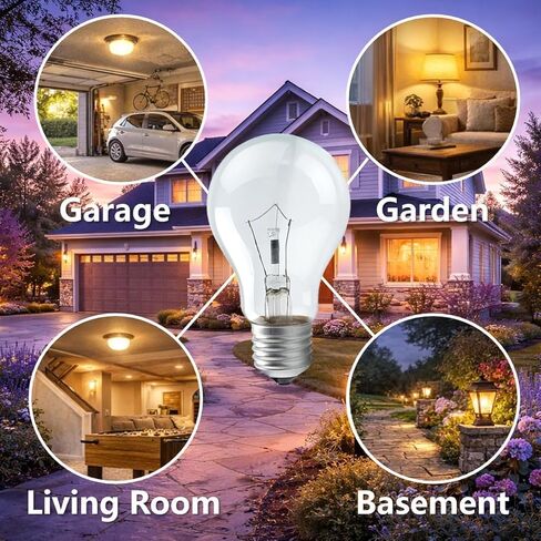 مصابيح كهربائية متوهجة 60 وات، لمبة إضاءة خدمة خشنة A19، قاعدة متوسطة E26، أبيض ناعم 2700 كلفن، قابلة للتعتيم، 110-130 فولت (4 عبوات) in Kuwait