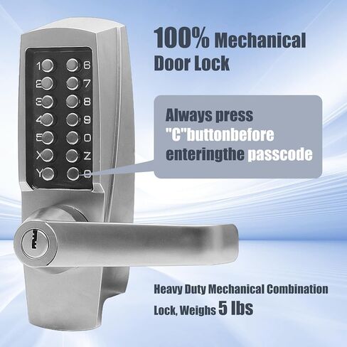 Mechanical Door Lock, Mechanical Push Button Lever Lock, Keyless Entry Commercial & Residential, Water-Proof Zinc Alloy, Easy to Install, for Garden, Yard, Garage in Saudi Arabia
