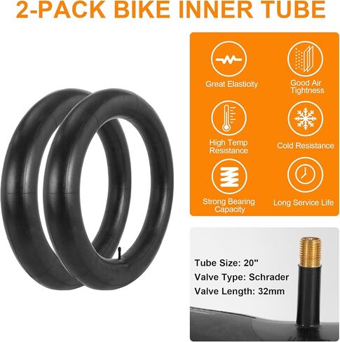 2-Pack 20x4.0 Fat Bike Tires & Tubes, 20 Inch Bike Tire Tube, Folding Replacement Bicycle Tires with 2 Tire Levers for Mountain Bike and Ebike in Saudi Arabia