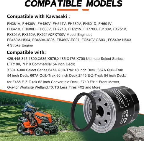 4 حزمة 49065-0724 فلتر زيت 49065-7010 لكاواساكي FH381V FH430V FH480V FH541V FH580V FH601D FH601V FH641V FH680D FH680V FH721D، FH721V FJ180V، FJ180V، FX751V، FX801V، FX850V، FX921V-FXT00V in Kuwait
