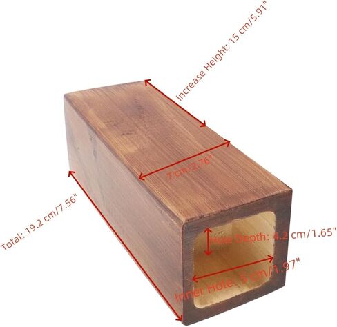 Retro Red Cuboid Pine Wooden Square Holes Risers, Heavy Duty Wood Riser Enhancer Fit Inner Hole 1.97" Increase Height 5.91" for Dining Bench Legs, Chest of Drawers and Plant Pots 4Pcs in Saudi Arabia