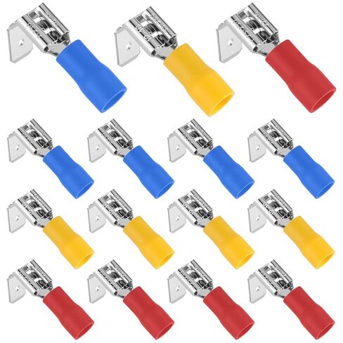15 Pcs Semi-Insulated Piggyback Spade Connectors, 22-10AWG Piggyback Wire Connectors, Quick Disconnect Electrical Terminals, Female/Male Cable Crimp Terminals for Home Office Car Wiring in Saudi Arabia
