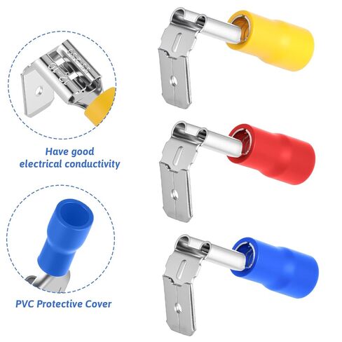 15 Pcs Semi-Insulated Piggyback Spade Connectors, 22-10AWG Piggyback Wire Connectors, Quick Disconnect Electrical Terminals, Female/Male Cable Crimp Terminals for Home Office Car Wiring in Saudi Arabia