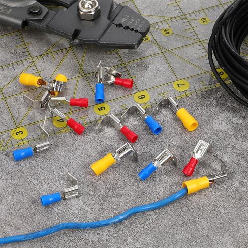 15 Pcs Semi-Insulated Piggyback Spade Connectors, 22-10AWG Piggyback Wire Connectors, Quick Disconnect Electrical Terminals, Female/Male Cable Crimp Terminals for Home Office Car Wiring in Saudi Arabia
