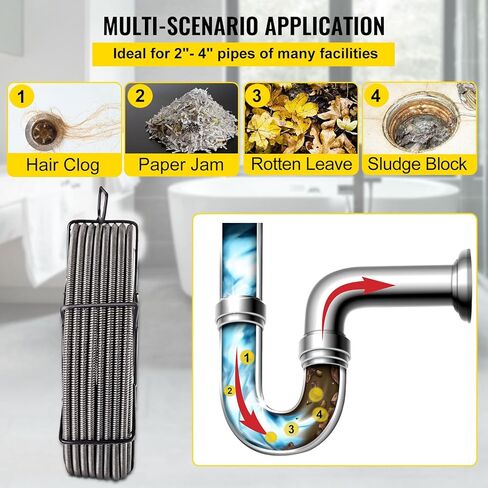 Happybuy Drain Cleaning Cable 50 Feet x 1/2 Inch, Solid Core Sewer Cable, Auger Snake for Clog Removal, Ideal for Pipe and Drain Cleaning in Saudi Arabia