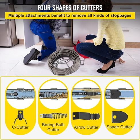 Happybuy Drain Cleaning Cable 50 Feet x 1/2 Inch, Solid Core Sewer Cable, Auger Snake for Clog Removal, Ideal for Pipe and Drain Cleaning in Saudi Arabia
