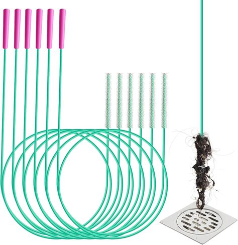 مزيل سدادة تصريف شعر الثعبان، أداة إزالة شعر الثعبان المعدنية المضادة للكسر مقاس 91.48 سم مع طبقة من النايلون، أداة تنظيف صرف الثعبان للسباكة - 6 عبوات للحمام، الدش، حوض المطبخ، حوض الاستحمام in Kuwait