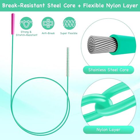 مزيل سدادة تصريف شعر الثعبان، أداة إزالة شعر الثعبان المعدنية المضادة للكسر مقاس 91.48 سم مع طبقة من النايلون، أداة تنظيف صرف الثعبان للسباكة - 6 عبوات للحمام، الدش، حوض المطبخ، حوض الاستحمام in Kuwait