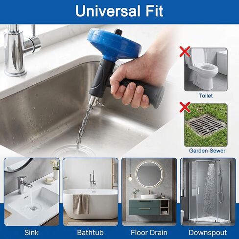 استنزاف ثعبان اوجير 33FT، اوجير السباكة للانسداد، وإزالة الشعر في حوض الحمام المطبخ، حوض الاستحمام، المرحاض، ثعبان أنبوب طويل للغاية مع أداة إزالة الشعر 1x، فرشاة تنظيف 2x ومزيل سدادة الصرف 2x in Kuwait