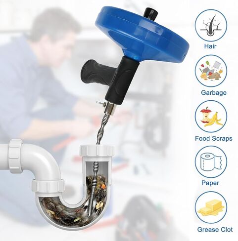 استنزاف ثعبان اوجير 33FT، اوجير السباكة للانسداد، وإزالة الشعر في حوض الحمام المطبخ، حوض الاستحمام، المرحاض، ثعبان أنبوب طويل للغاية مع أداة إزالة الشعر 1x، فرشاة تنظيف 2x ومزيل سدادة الصرف 2x in Kuwait