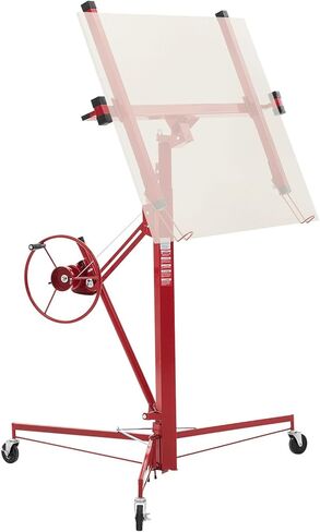 VEVOR 11ft Drywall Lift, Heavy-Duty 150 lbs Sheetrock Hoist with Adjustable Telescoping Arm, Lockable Wheels, Drywall Lifter Panel Jack Hoist Tools Ideal for Ceiling & Wall Installation (Red) in Kuwait