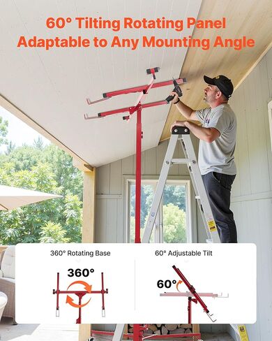 VEVOR 11ft Drywall Lift, Heavy-Duty 150 lbs Sheetrock Hoist with Adjustable Telescoping Arm, Lockable Wheels, Drywall Lifter Panel Jack Hoist Tools Ideal for Ceiling & Wall Installation (Red) in Kuwait
