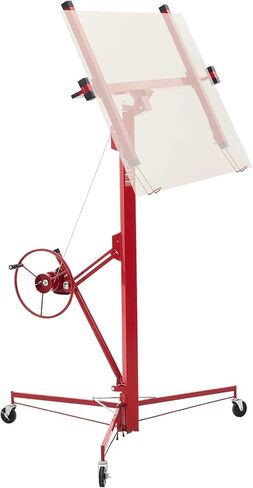 VEVOR 11ft Drywall Lift, Heavy-Duty 150 lbs Sheetrock Hoist with Adjustable Telescoping Arm, Lockable Wheels, Drywall Lifter Panel Jack Hoist Tools Ideal for Ceiling & Wall Installation (Red) in Kuwait