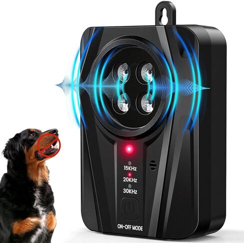 Queenmew Anti Barking Device, 3 Levels Dog Barking Control Devices, 33FT Range Auto Ultrasonic Dog Bark Deterrent, Recharge Dog Silencer Bark Box for Puppy Small Medium Large Dogs in Kuwait