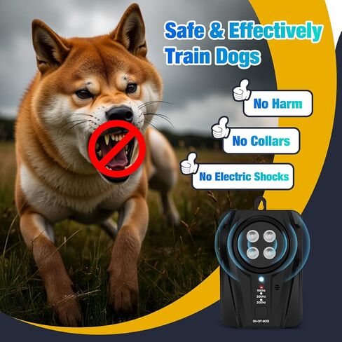 Queenmew Anti Barking Device, 3 Levels Dog Barking Control Devices, 33FT Range Auto Ultrasonic Dog Bark Deterrent, Recharge Dog Silencer Bark Box for Puppy Small Medium Large Dogs in Kuwait
