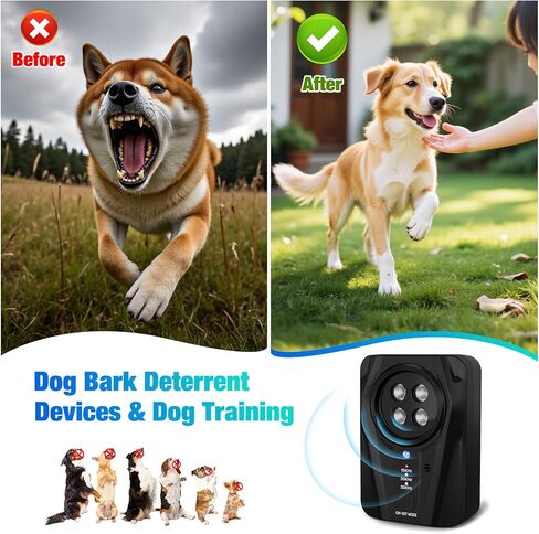 Queenmew Anti Barking Device, 3 Levels Dog Barking Control Devices, 33FT Range Auto Ultrasonic Dog Bark Deterrent, Recharge Dog Silencer Bark Box for Puppy Small Medium Large Dogs in Kuwait