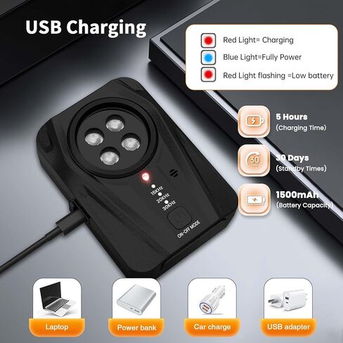 Queenmew Anti Barking Device, 3 Levels Dog Barking Control Devices, 33FT Range Auto Ultrasonic Dog Bark Deterrent, Recharge Dog Silencer Bark Box for Puppy Small Medium Large Dogs in Kuwait