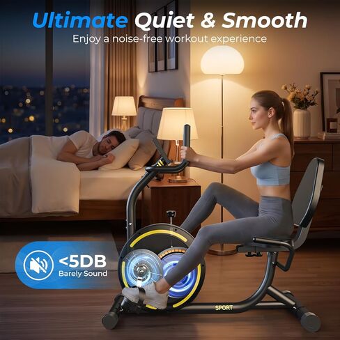 Recumbent Exercise Bike for Home Heavy-Duty Stationary Bike For Seniors Bicycle Exercise Machine Bicycle LCD Monitor,265LBS,8 Level Resistance Black in Saudi Arabia