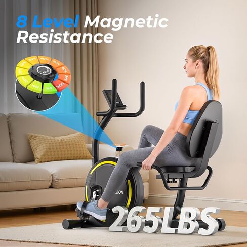 Recumbent Exercise Bike for Home Heavy-Duty Stationary Bike For Seniors Bicycle Exercise Machine Bicycle LCD Monitor,265LBS,8 Level Resistance Black in Saudi Arabia