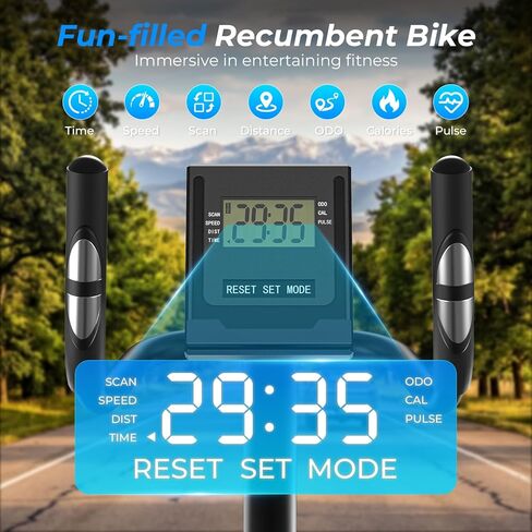 Recumbent Exercise Bike for Home Heavy-Duty Stationary Bike For Seniors Bicycle Exercise Machine Bicycle LCD Monitor,265LBS,8 Level Resistance Black in Saudi Arabia