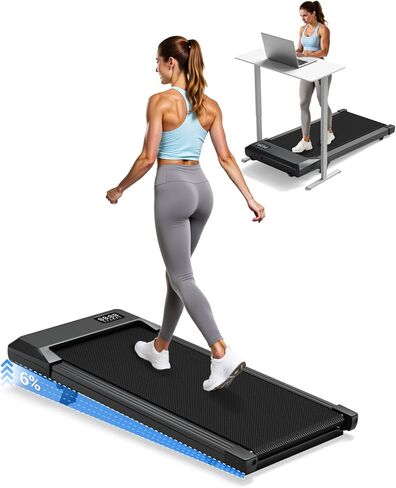 Superun Walking Pad with 6% Incline, Under Desk Treadmill for Home Office, 3 in 1 Portable Walking pad Treadmill with Remote Control and LED Display, 2.5HP Quiet Mini Treadmills, 300 lbs Capacity in Saudi Arabia
