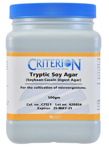 Hardy Diagnostics Tryptic Soy Agar (TSA)، وسائط الثقافة المجففة المعيارية، زجاجة واسعة الفم سعة 500 جرام in Kuwait