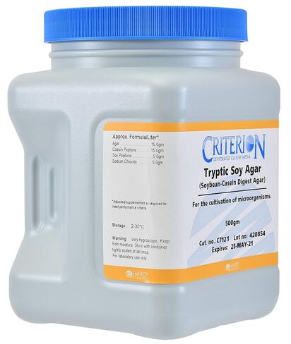 Hardy Diagnostics Tryptic Soy Agar (TSA)، وسائط الثقافة المجففة المعيارية، زجاجة واسعة الفم سعة 500 جرام in Kuwait