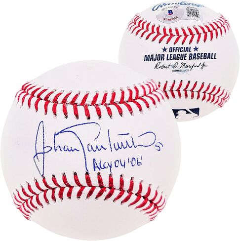 Johan Santana Autographed Official Baseball Minnesota "AL CY 04, 06" Beckett BAS Witness in Saudi Arabia