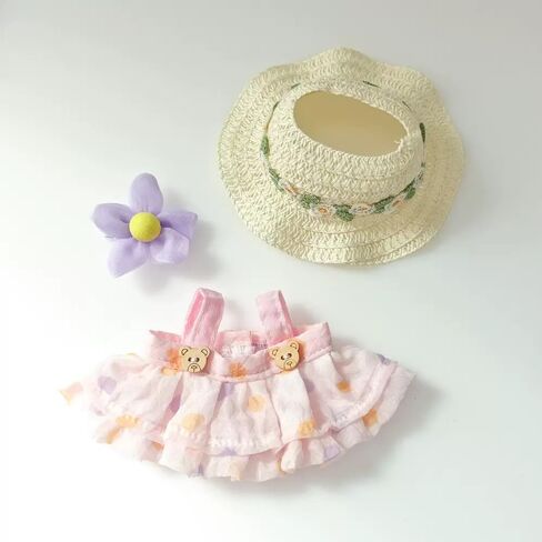 6 Piece Clothes for 17cm Doll - Adorable Hat Glasses Shirt Pants Bag Shoes Outfit Set Premium Fashion 6.7 inch Dolls Accessories - Stylish Dolls Clothes Accessories (No Doll) in Saudi Arabia