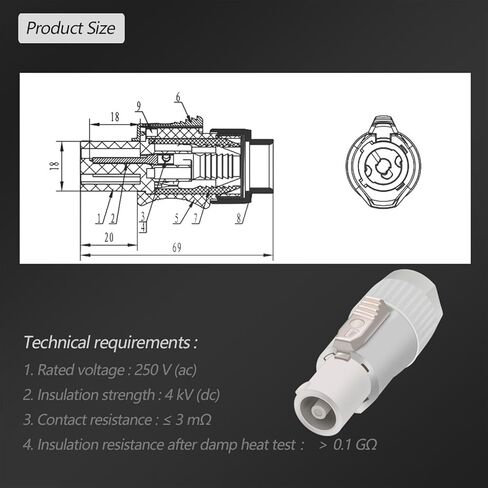 10 قطعة/الوحدة أسود/أبيض موصل التيار المتردد الإدخال/الإخراج LED مرحلة الطاقة التوصيل (10xM 10xF) in Kuwait