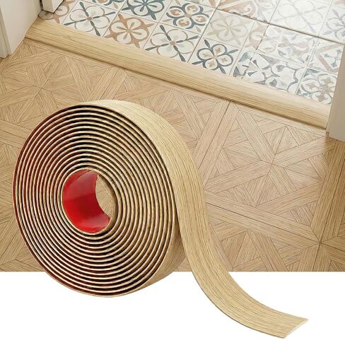 3.3Ft Self Adhesive Floor Transition Strip, 2 Inch Flat Doorway Threshold, Rental Floor Repair Trim, Small DIY Project & Mirror Frame, Flexible PVC (Brown Natural Oak Wood Grain) in Saudi Arabia
