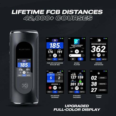 مكبر صوت Blue Tees Golf Player Pro GPS - مكبر صوت جولف يعمل بالذكاء الاصطناعي، أكثر من 42,000 دورة محملة مسبقًا، صوت استوديو 360 درجة، مسافات مرئية ومسموعة ومخاطرة، بطارية 10+ ساعة، حامل مغناطيسي، IP67 مقاوم للماء in Kuwait