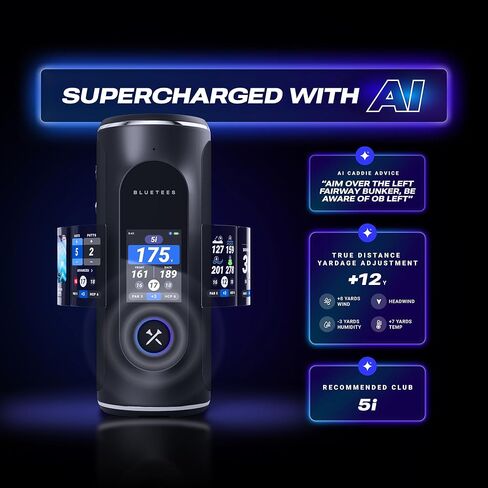 مكبر صوت Blue Tees Golf Player Pro GPS - مكبر صوت جولف يعمل بالذكاء الاصطناعي، أكثر من 42,000 دورة محملة مسبقًا، صوت استوديو 360 درجة، مسافات مرئية ومسموعة ومخاطرة، بطارية 10+ ساعة، حامل مغناطيسي، IP67 مقاوم للماء in Kuwait