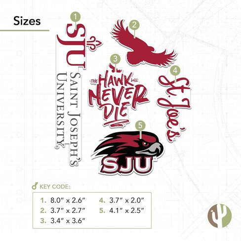 Desert Cactus Saint Joseph's University Sticker Hawks SJUr Vinyl Decals Laptop Water Bottle Car Scrapbook Sheet T2 (Type 2-3) in Saudi Arabia