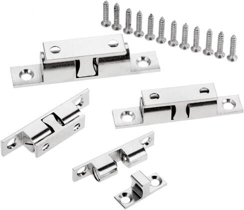 Slide Latch,Gate Bolt Lock,Bolt Sliding Door Lock, 42/50/60/70mm Double Ball Catch Cabinet Door Latch Brass Touch Beads Lock Door Spring Clip Cabinet Door Catches with Screws (Color : 4 ( Color : 70mm in Saudi Arabia