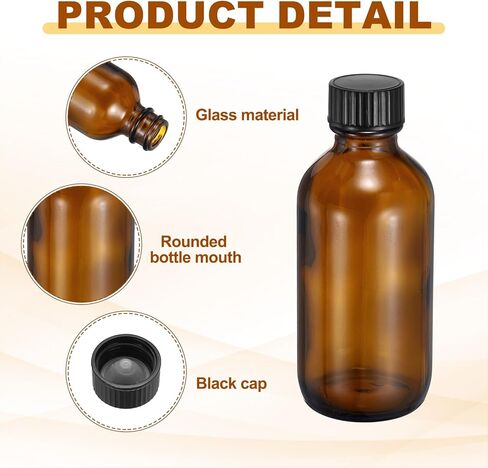 PATIKIL 3oz/60ml Round Glass Bottles with Leak-Proof Caps, Amber Sample Glass Bottle with Stickers Stainless Steel Funnel Replacement Cap for Homemade Essential Oil Perfume Extract in Saudi Arabia