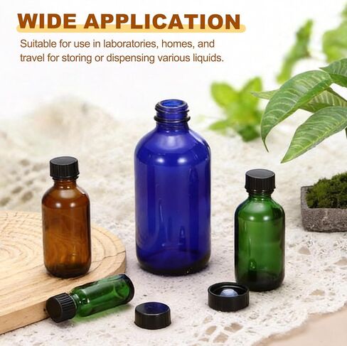 PATIKIL 3oz/60ml Round Glass Bottles with Leak-Proof Caps, Amber Sample Glass Bottle with Stickers Stainless Steel Funnel Replacement Cap for Homemade Essential Oil Perfume Extract in Saudi Arabia