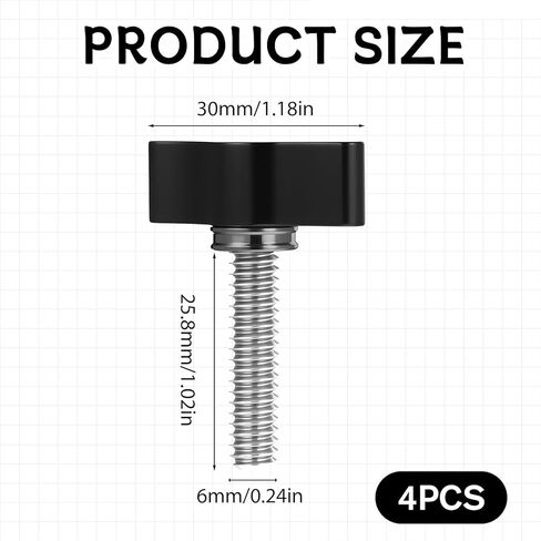 4 Pieces 1/4-20 x 1-1/4 Inch Thumb Screws Wing Knob Bolt Adjustable Tee Wing Aluminum Knob Stainless Steel Thread Thumb Screw for Outdoor Indoor Woodworking (Black & Red) in Saudi Arabia